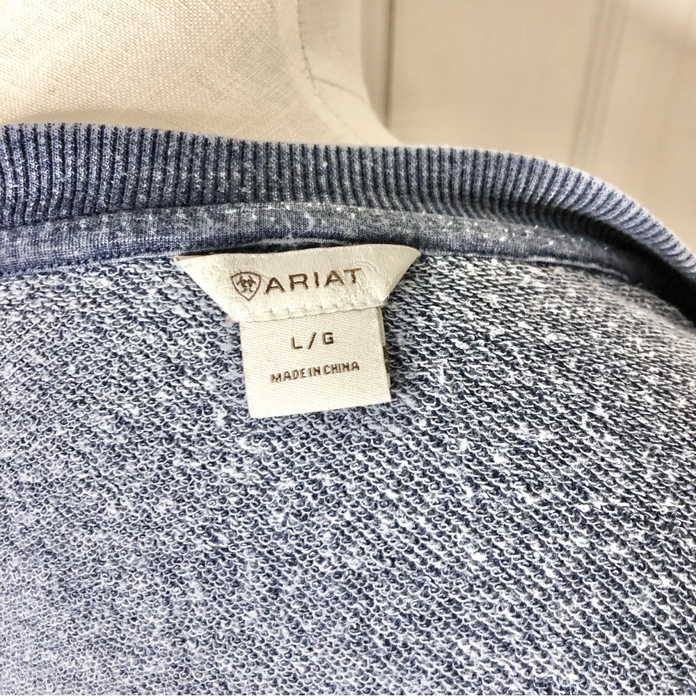 Ariat embroidered western-wear distressed sweatshirt, offset shoulders - Picture 5 of 7